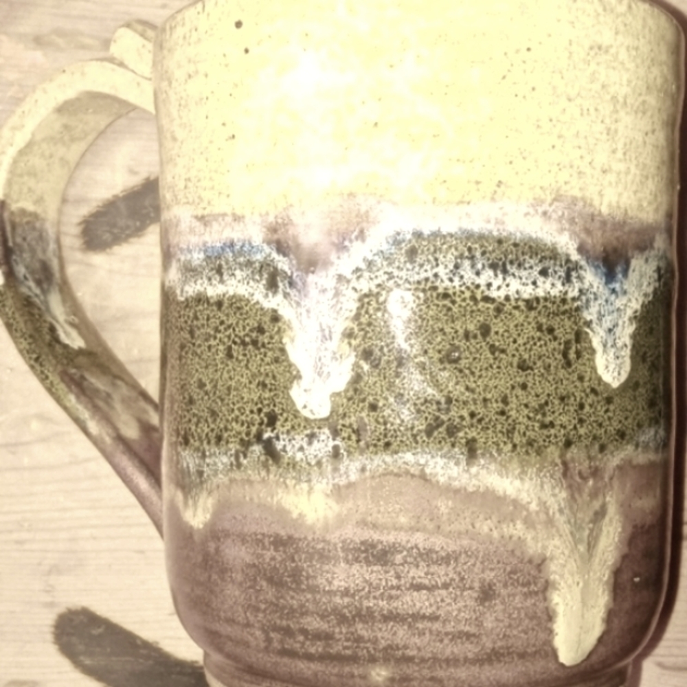 Handmade Studio Pottery Mug . This Meeting is 🐂BS engraved on Bottom
